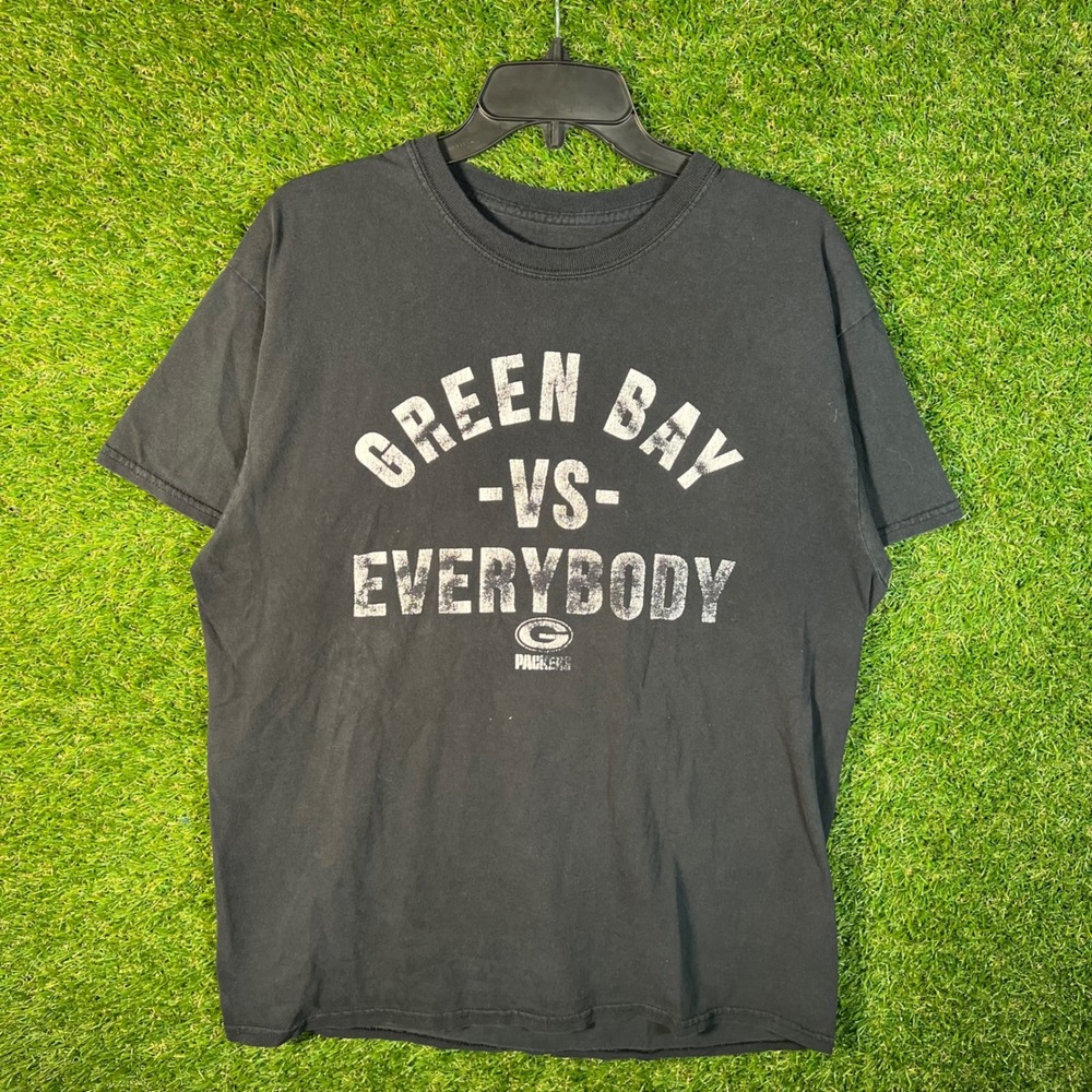 NFL Green Bay Packers vs Everybody Graphic T-Shirt Black Mens Large 3801